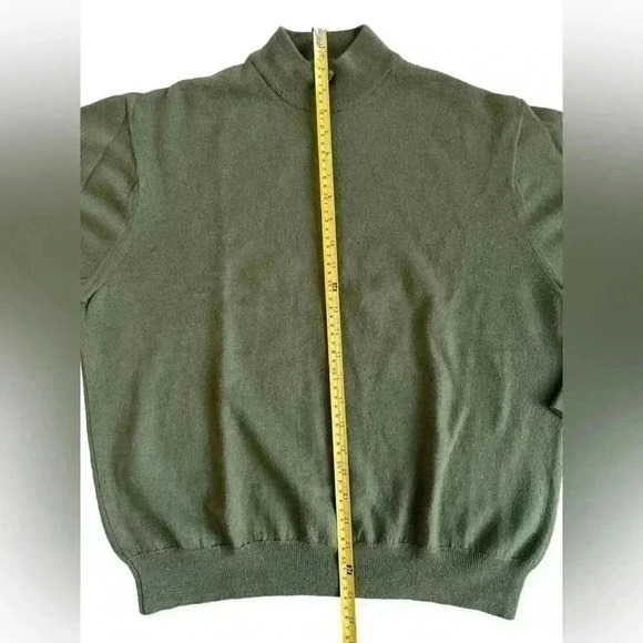 Guidon’s Merino Wool Made in Italy Men’s Olive Green Mock neck Sweater - Picture 4 of 6